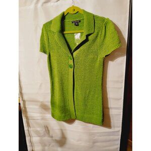 August silk size small cardigan sweater  NWT lime green 2  button closure office